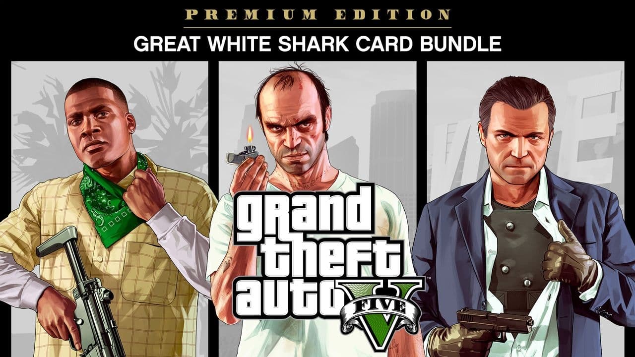 Hintergrundbild für Grand Theft Auto V: Premium Edition & Great White Shark Card Bundle (Xbox One - playable on Xbox Series X|S, Turkey)