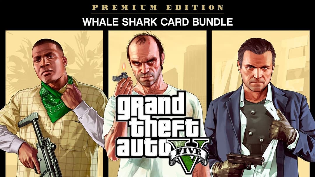 Okładka Grand Theft Auto V: Premium Edition & Whale Shark Card Bundle (Xbox One - playable on Xbox Series X|S)
